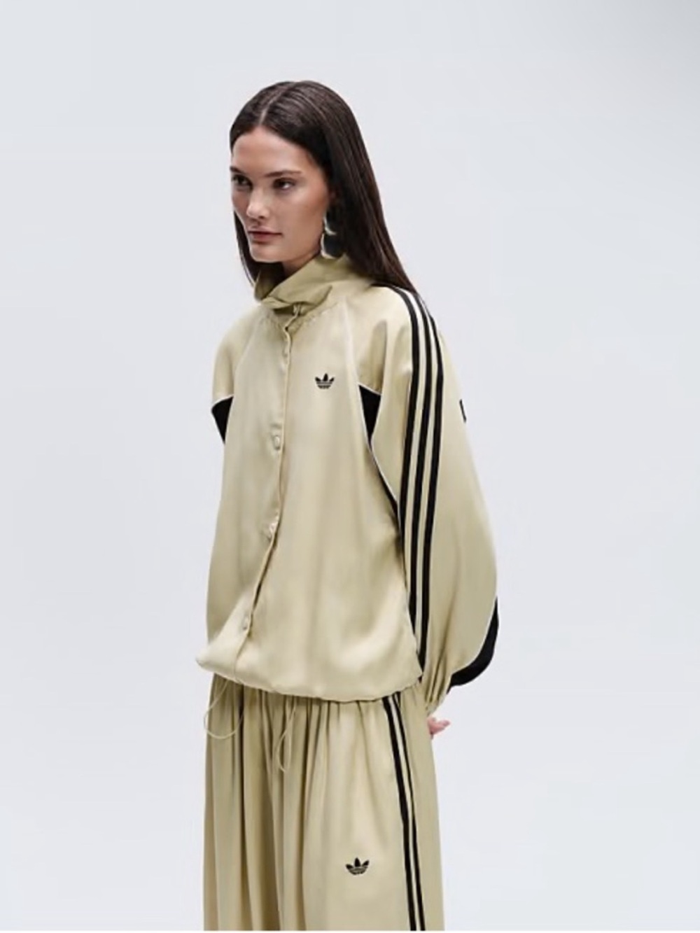 NWT Adidas Originals x ASOS Funnel Neck Track Top Buttermilk Satin Jecket